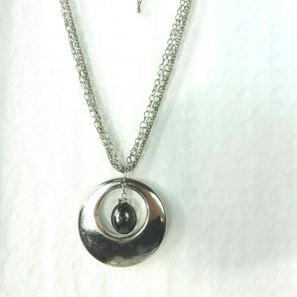 Silver Gray Hollow Circle Pendants Necklace 3 Chains Fashion Jewelry - Picture 9 of 12